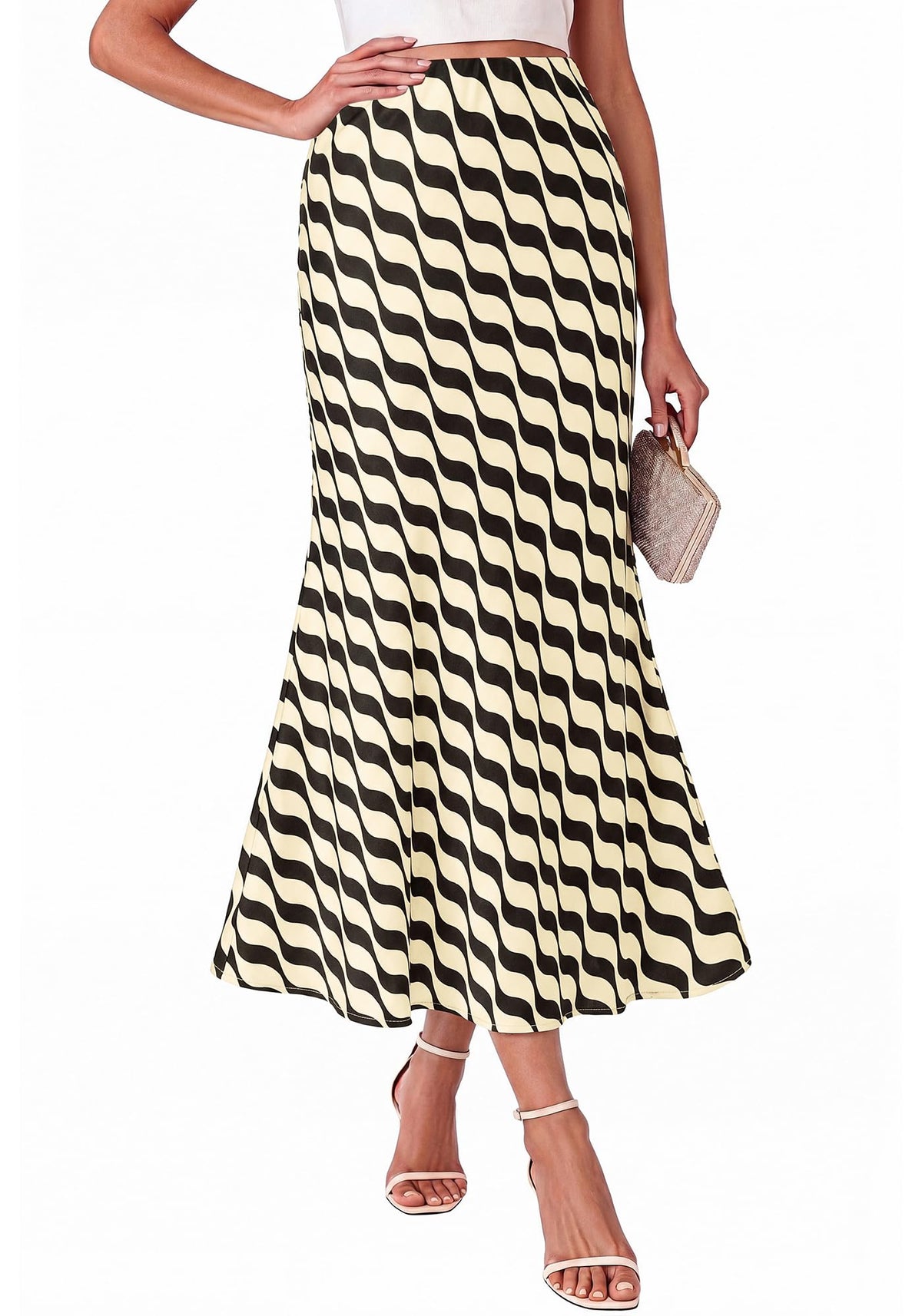 BTFBM Midi Skirts for Women 2026 Summer Spring Lightweight A Line High Waisted Wedding Guest Party Silk Long Skirt