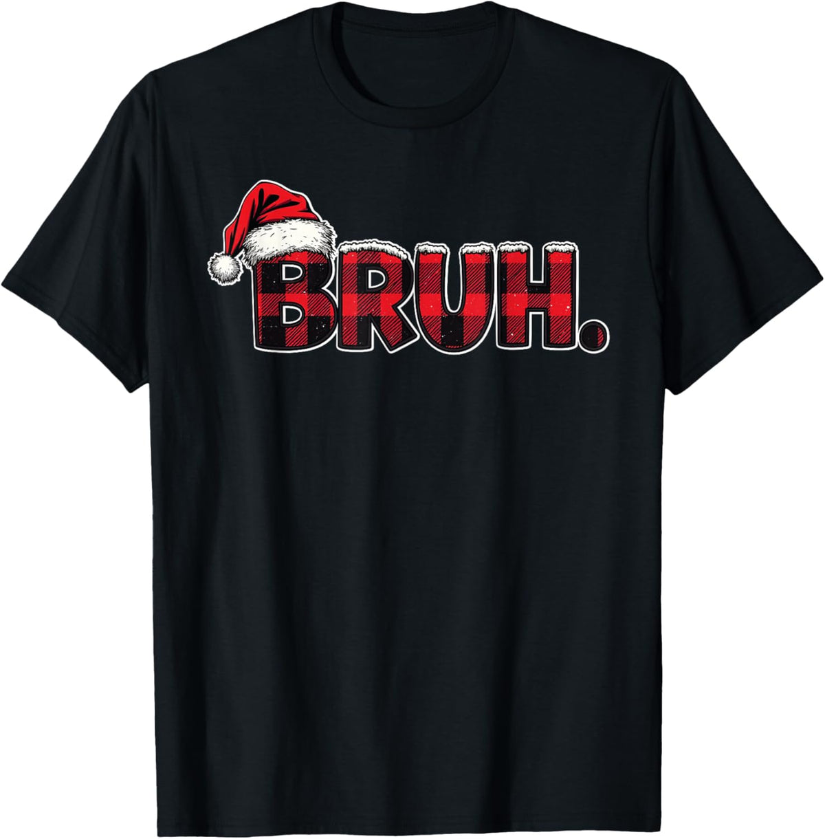 Bruh Santa Hat Funny Christmas Plaid Holiday Boys Kids Xmas