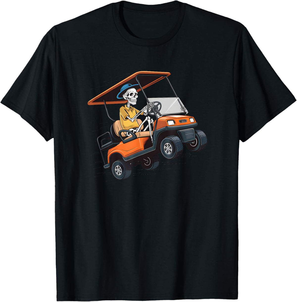 Halloween Funny Skeleton Riding Golf Cart Golfer Sport Lover