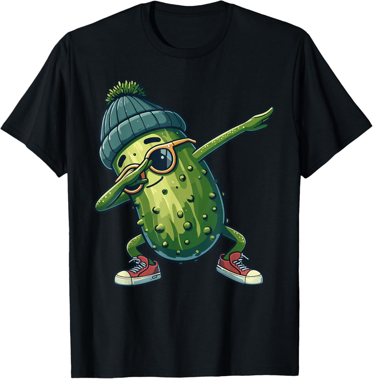 Pickle Cucumber Funny National Pickle Day Dabbing Pickle Dancing Cucumber , -Adults & Kids, Grey, Small, Short Sleeve, , Fun, Humorous, Modern, Cotton, Machine Wash, All Seasons