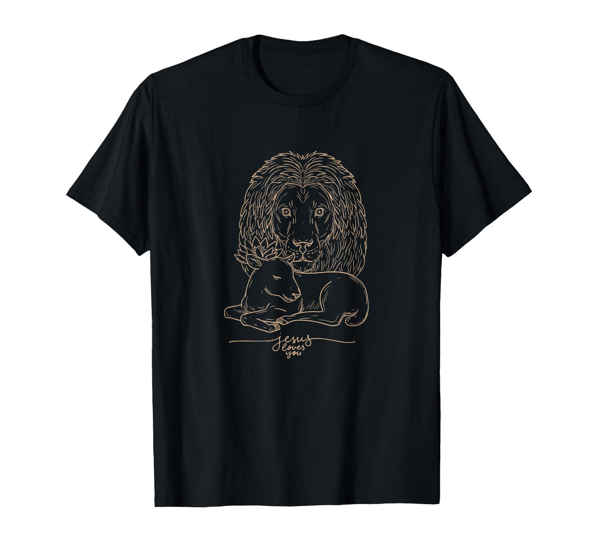 Vintage Jesus Loves The Lion and The Lamb Christ Faith T-Shirt