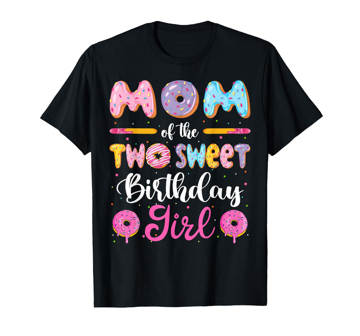 Mom Of The Two Sweet Birthday Girl Donut 2Nd Birthday T-Shirt
