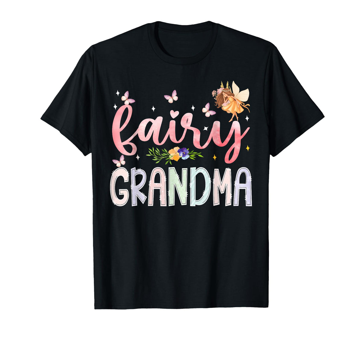 Fairy Grandma Magical Floral Birthday Girl Fairytale Family T-Shirt