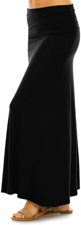 Sweet Hearts Maxi Skirt for Women- Comfy Foldover High Waist Long Flare A-Line Skirt Maxi Dress XS-3X Made in USA