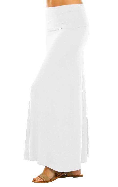 Sweet Hearts Maxi Skirt for Women- Comfy Foldover High Waist Long Flare A-Line Skirt Maxi Dress XS-3X Made in USA