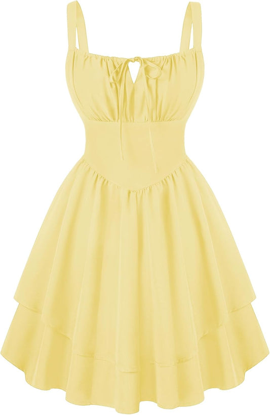 Scarlet Darkness Corset Mini Dress for Women Teens 2026 Summer Ruffle Sundress Graduation Homecoming Dresses