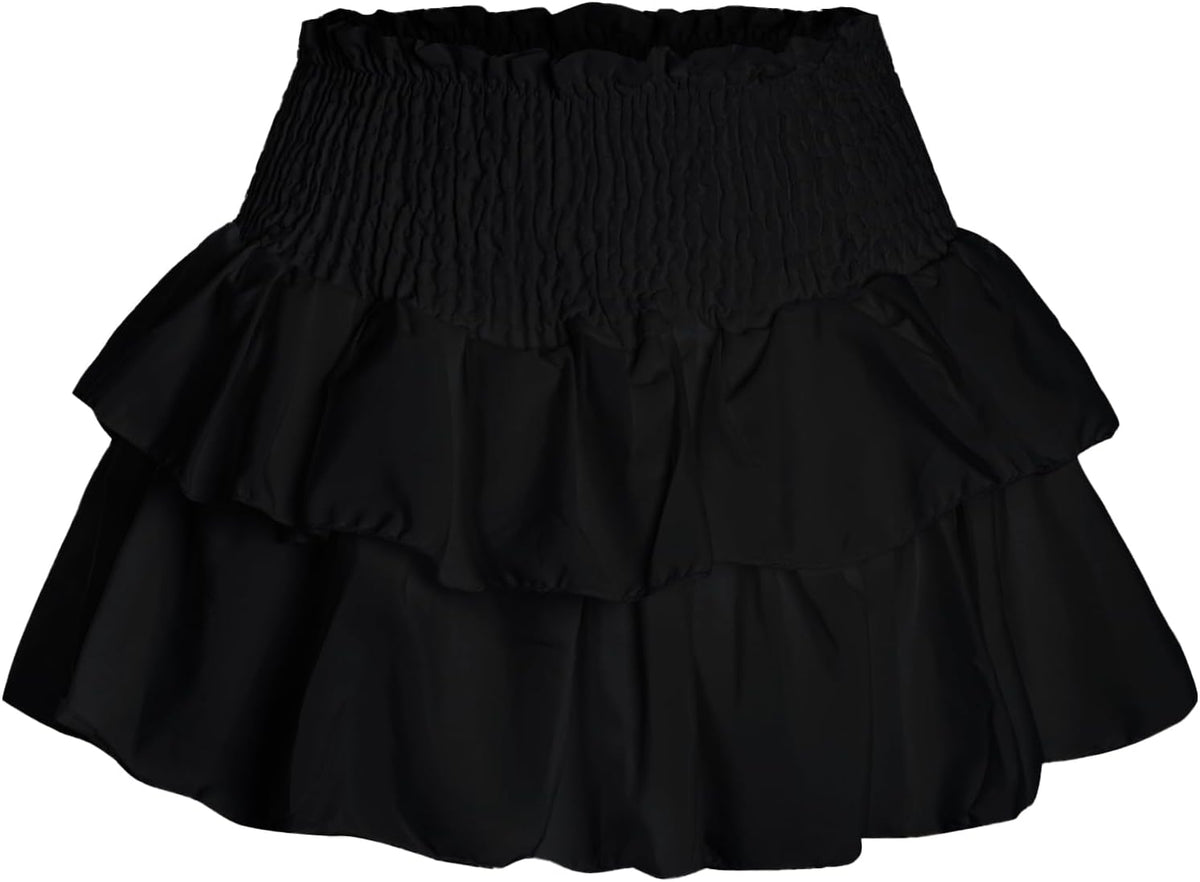 Rbenxia Women's High Waist Ruffle Cute Mini Skirt with Lined, Stretchy Flowy Layered Pleated Casual Beach Mini Short Skirt