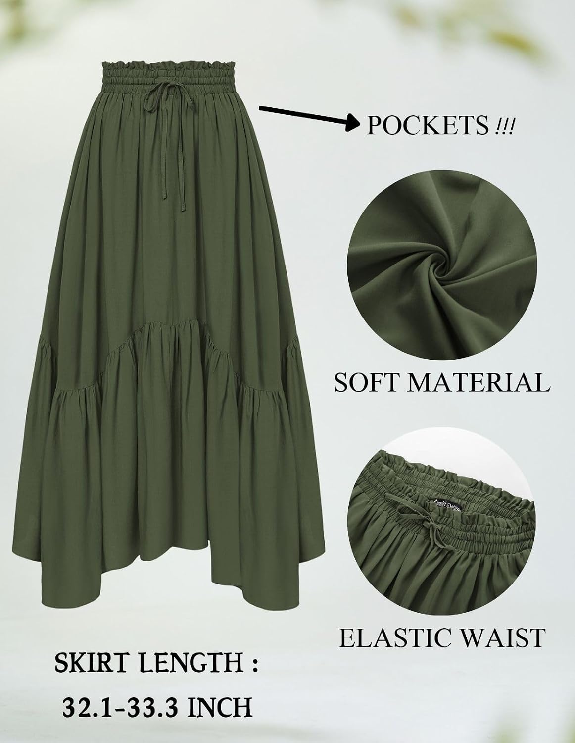 Scarlet Darkness Maxi Skirts for Women High Waist Renaissance Skirt Long Skirt with Pockets
