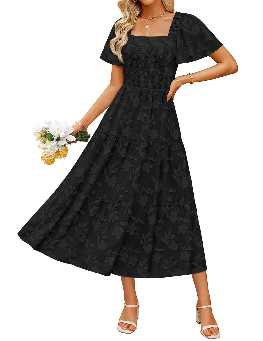 ZESICA Wedding Guest Dresses for Women Summer 2026 Boho Floral Midi Dress Flowy Beach Vacation Graduation Long Dresses