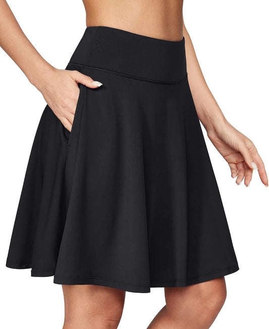 IUGA 20" Knee Length Skorts Skirts for Women with Pockets Tennis Skirt High Waisted Golf Skirts for Women Casual Athletic