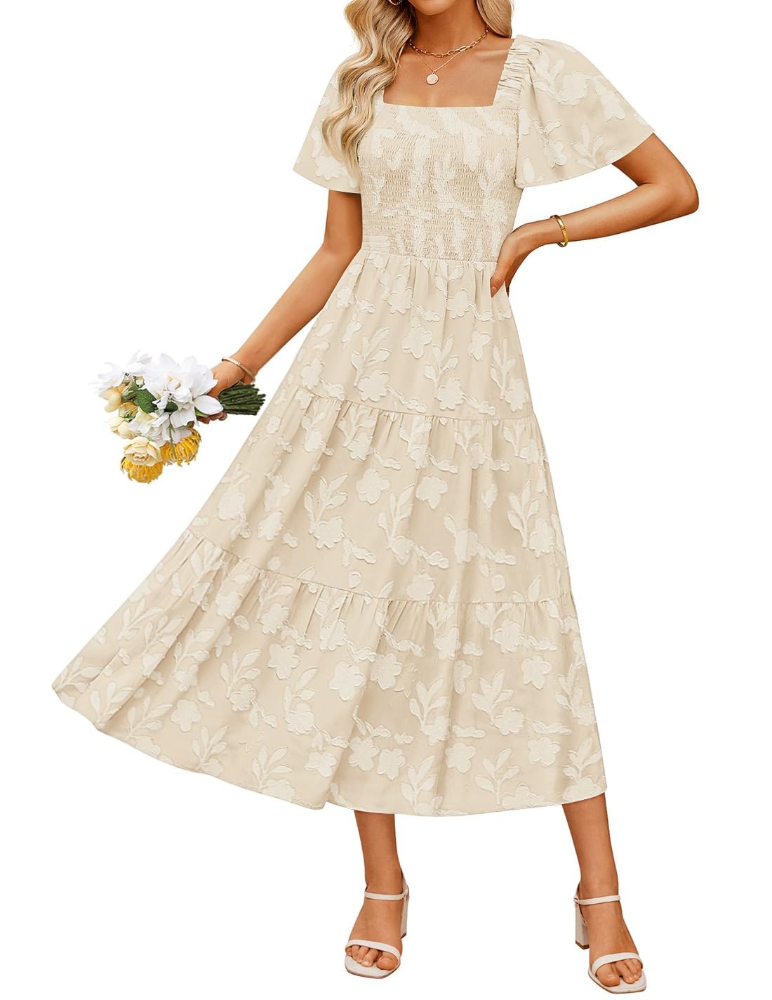 ZESICA Wedding Guest Dresses for Women Summer 2026 Boho Floral Midi Dress Flowy Beach Vacation Graduation Long Dresses