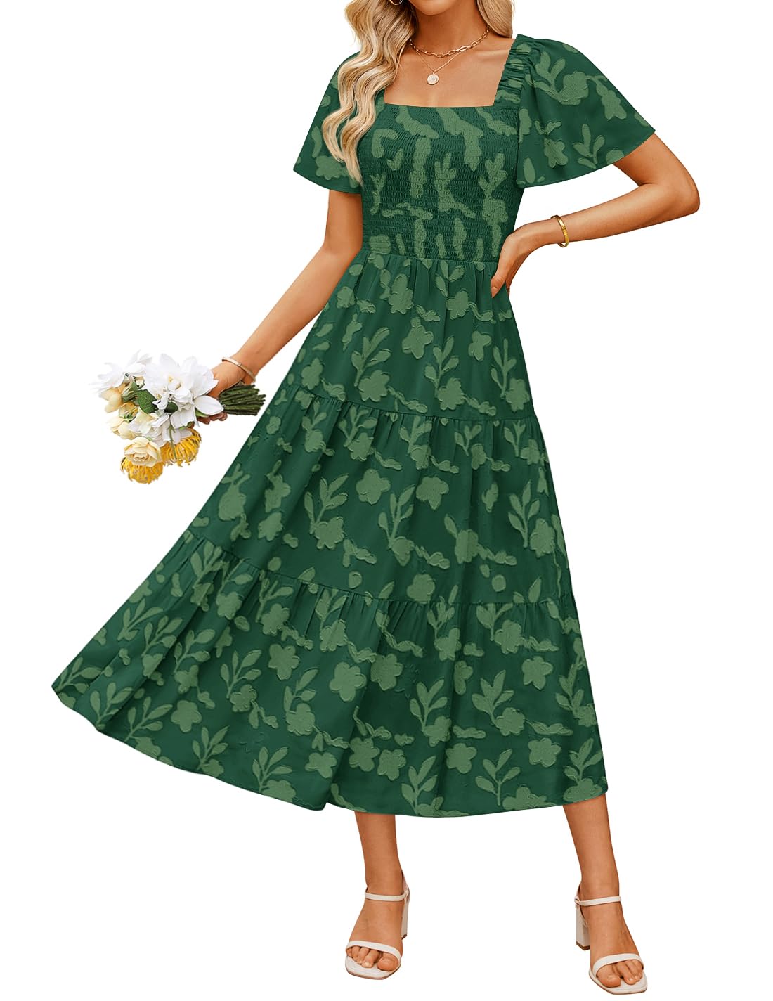 ZESICA Wedding Guest Dresses for Women Summer 2026 Boho Floral Midi Dress Flowy Beach Vacation Graduation Long Dresses