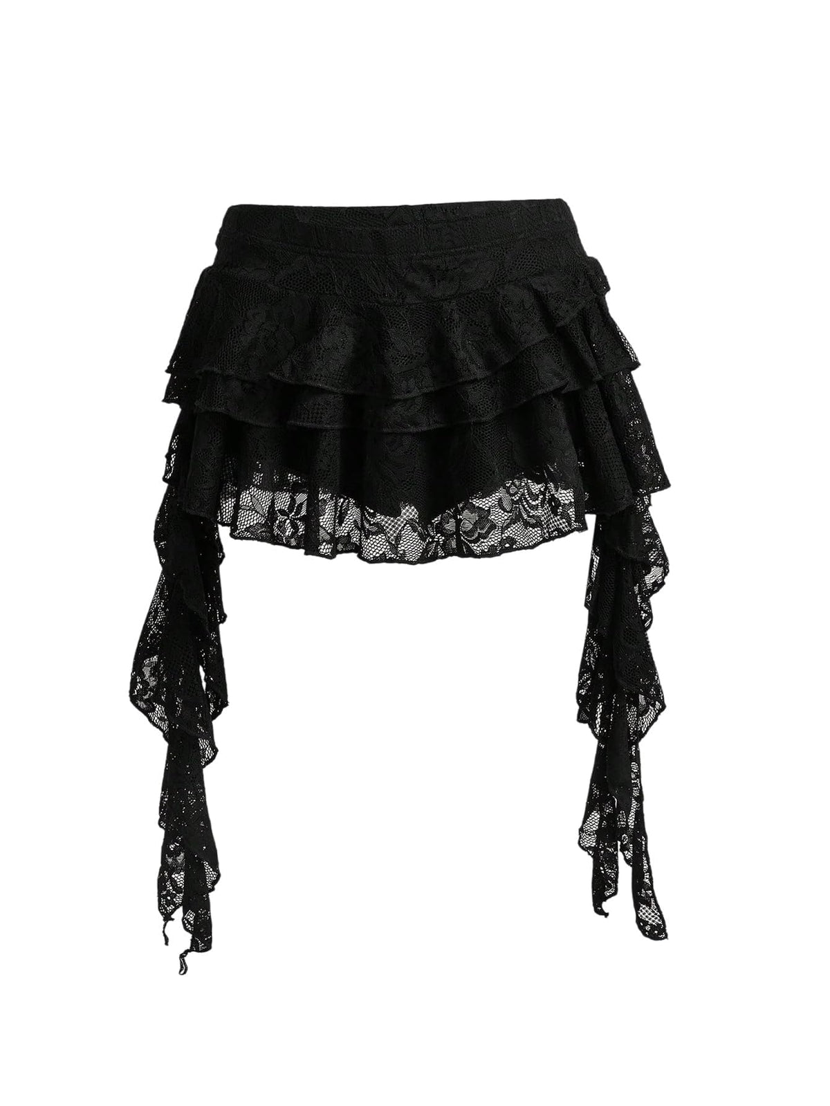 Women's Y2K Mini Skirt Ruffle Lace Asymmetrical Cute Skirts Layered Flowy Pleated Skort with Shorts for Concert Party