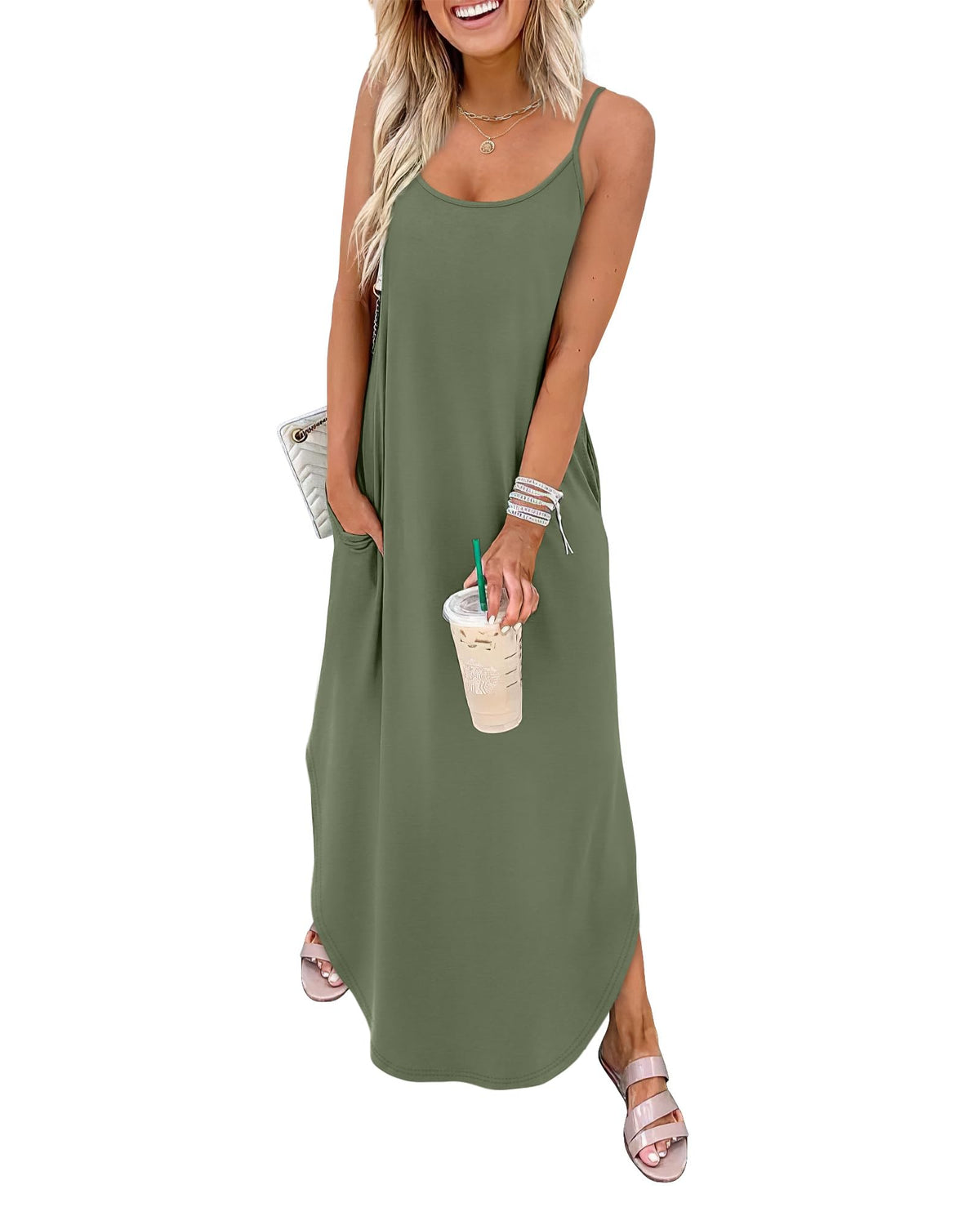WIHOLL Women's Maxi Dresses for Women Casual Long Summer Sun Dresses 2026 Spaghetti Strap Hawaiian Vacation Outfits for Women