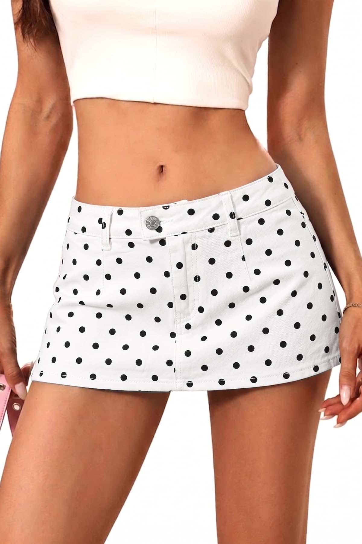 ELLEVEN Low Rise Denim Mini Skirt for Women, High Stretch Jean Skirt with Shorts Underneath Y2k Micro Skort