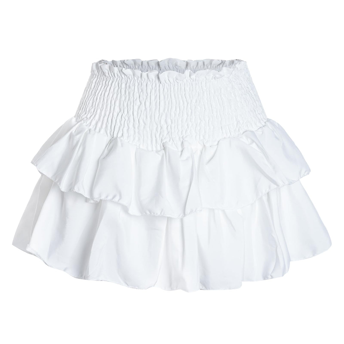 Rbenxia Women's High Waist Ruffle Cute Mini Skirt with Lined, Stretchy Flowy Layered Pleated Casual Beach Mini Short Skirt