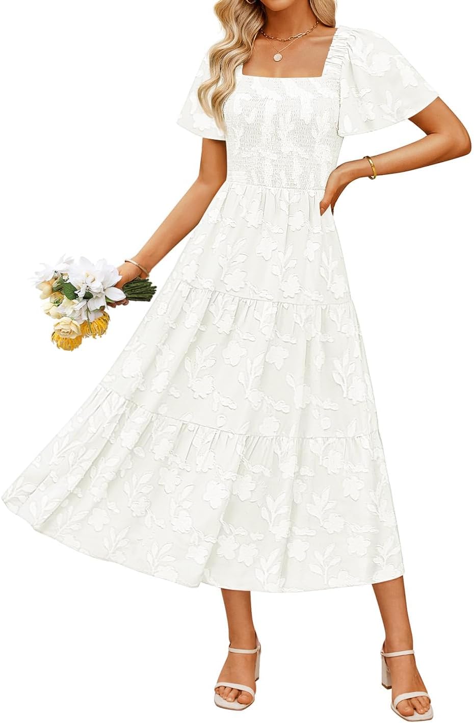 ZESICA Wedding Guest Dresses for Women Summer 2026 Boho Floral Midi Dress Flowy Beach Vacation Graduation Long Dresses