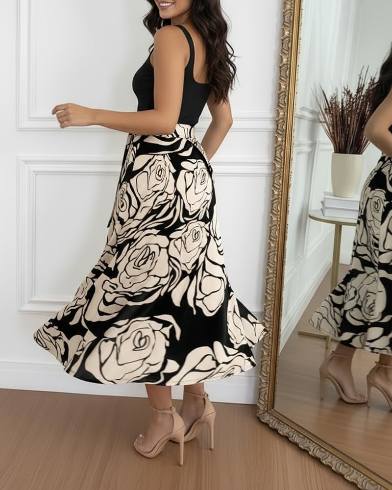 CHICME Women's Tropical Floral Print Summer Wrap Skirt 2026 Brazilian Style Self Tie Boho Beach Resort Skirt for Vacation