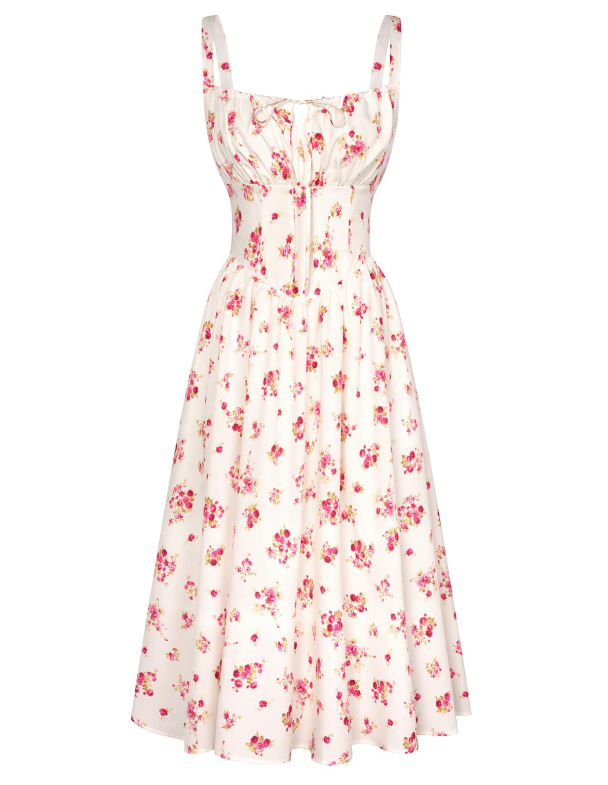 Scarlet Darkness Women's Floral Midi Dress Corset Sundresses 2026 Summer Spring Vacation Milkmaid Dresses
