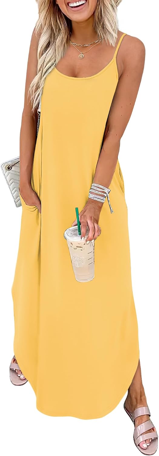 WIHOLL Women's Maxi Dresses for Women Casual Long Summer Sun Dresses 2026 Spaghetti Strap Hawaiian Vacation Outfits for Women