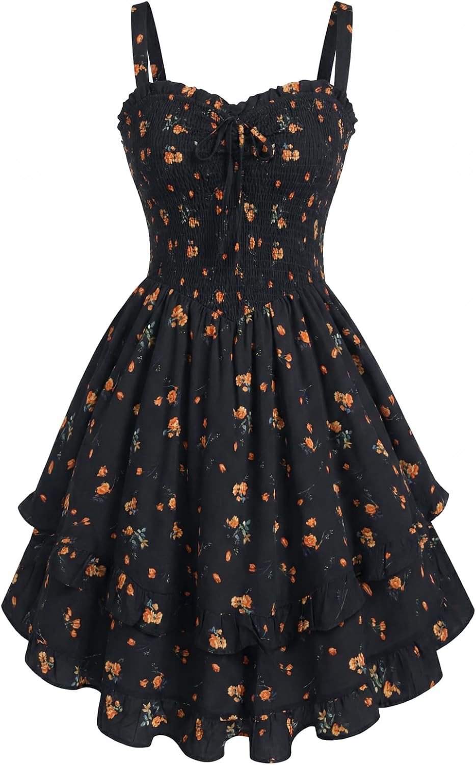 Scarlet Darkness Smocked Floral Sundresses for Women Teens 2026 Summer Flowy Ruffle Mini Dress