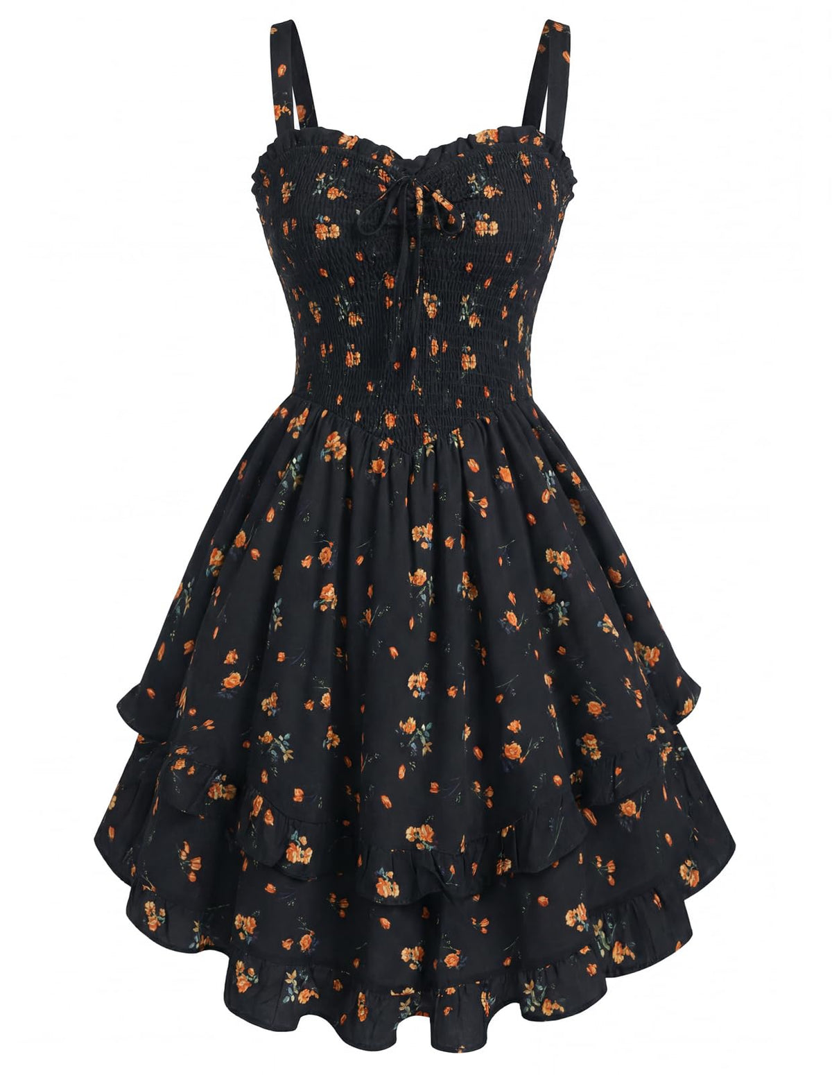 Scarlet Darkness Smocked Floral Sundresses for Women Teens 2026 Summer Flowy Ruffle Mini Dress
