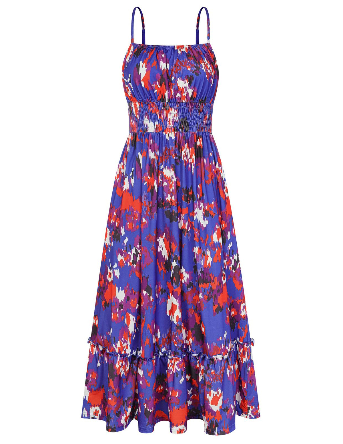 GRACE KARIN Summer Dresses for Women 2026 Vacation,Smocked Floral Maxi Dress,Boho Beach Sundress with Pocket Fashion Clothing