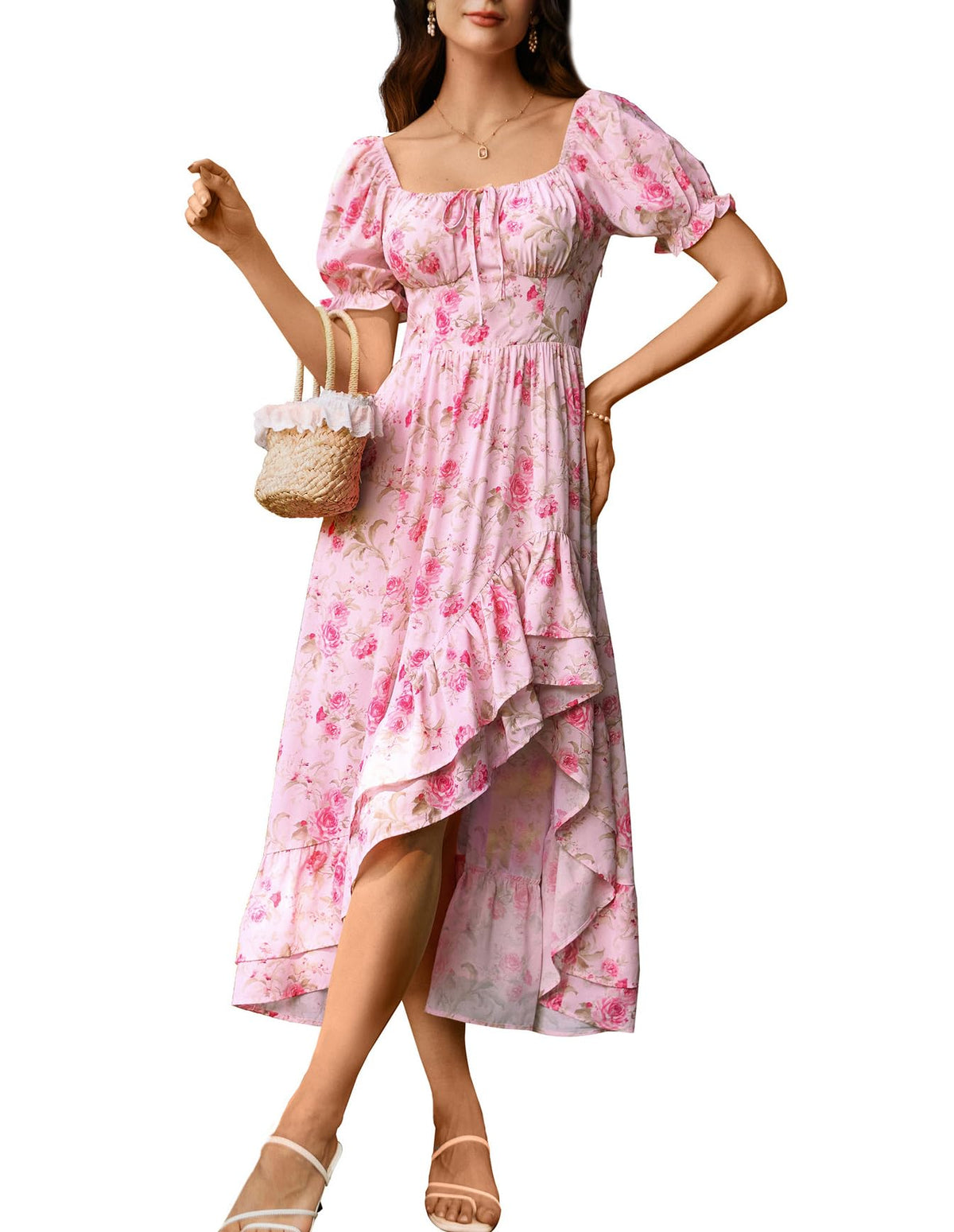 Scarlet Darkness Corset Dresses for Women Summer 2026 Floral Wedding Guest Chiffon Sundress