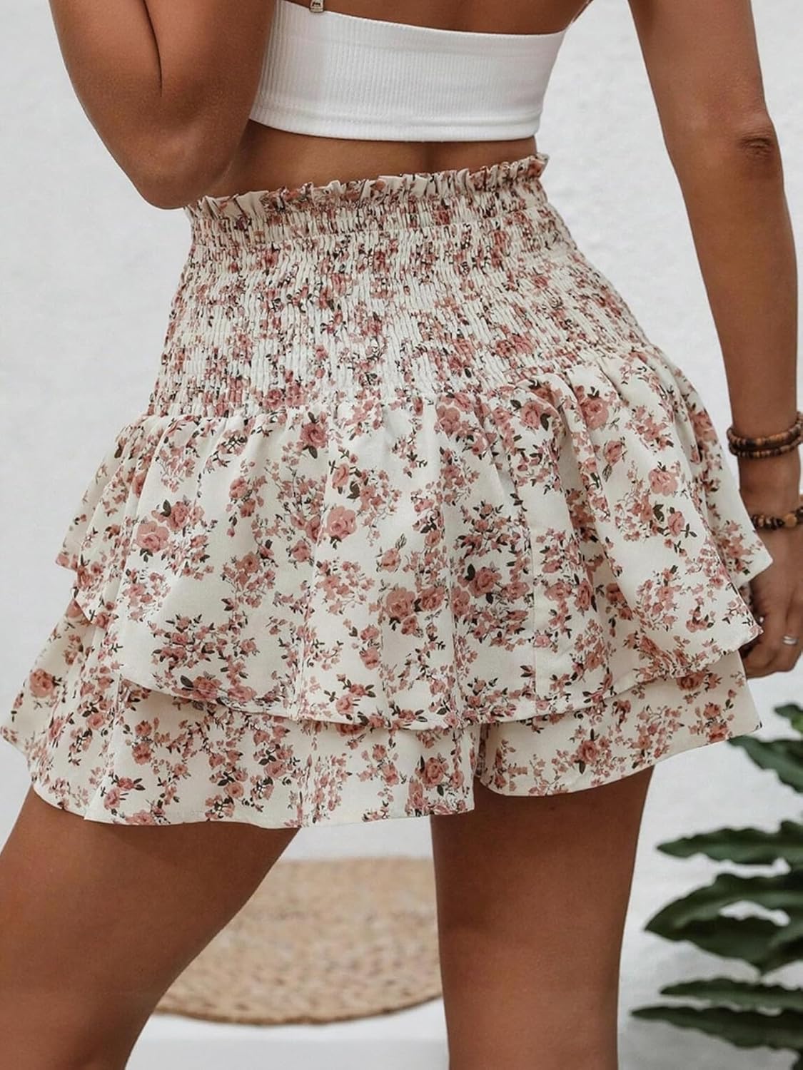 Floral Skorts for Woman Ruffle Mini Skirt with Shorts Underneath Causal Summer Boho Outfits