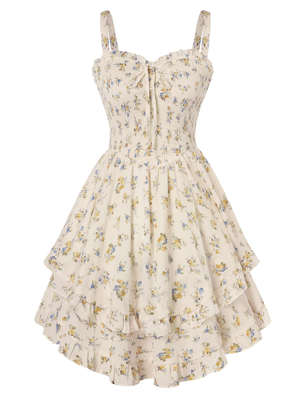 Scarlet Darkness Smocked Floral Sundresses for Women Teens 2026 Summer Flowy Ruffle Mini Dress