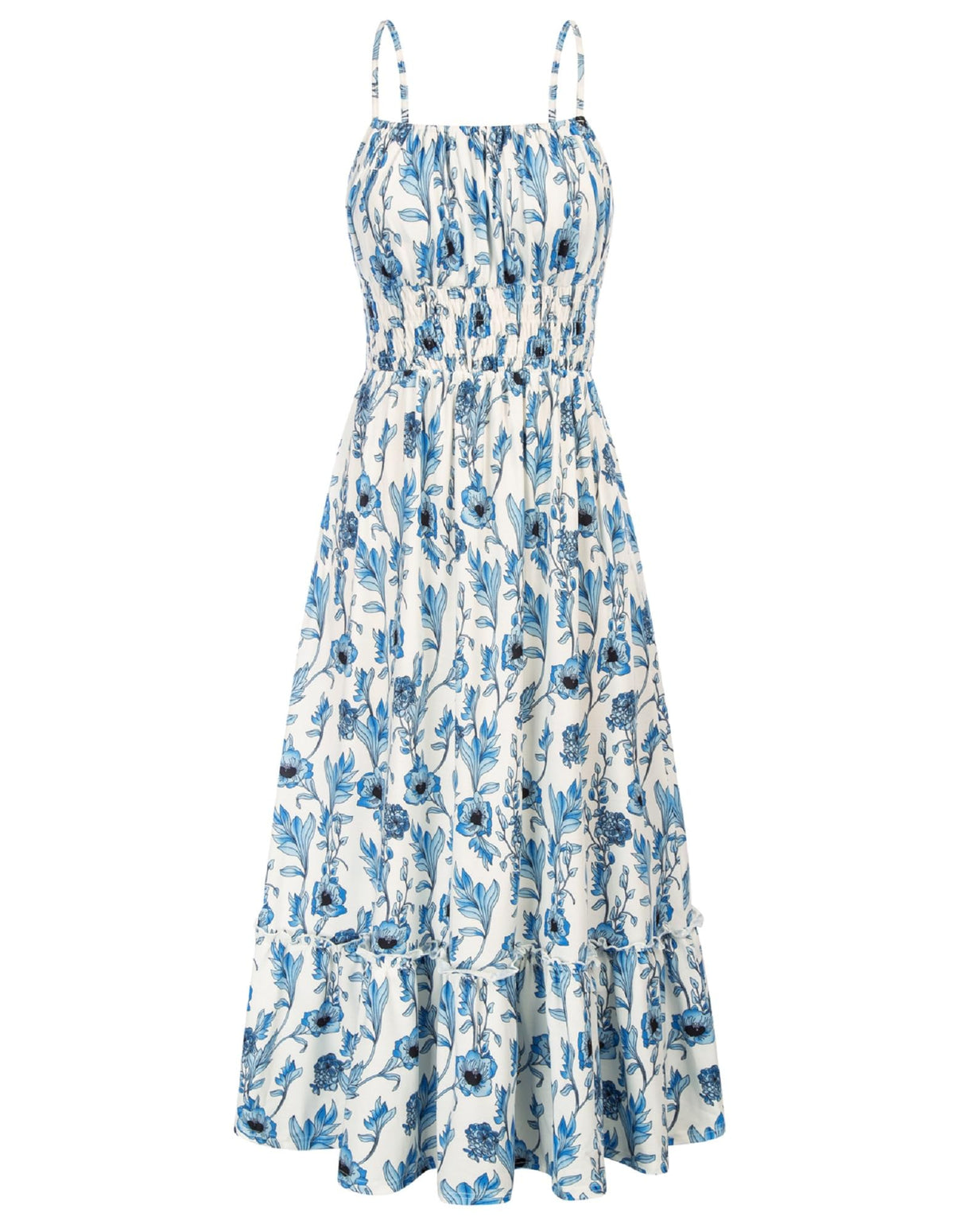 GRACE KARIN Summer Dresses for Women 2026 Vacation,Smocked Floral Maxi Dress,Boho Beach Sundress with Pocket Fashion Clothing
