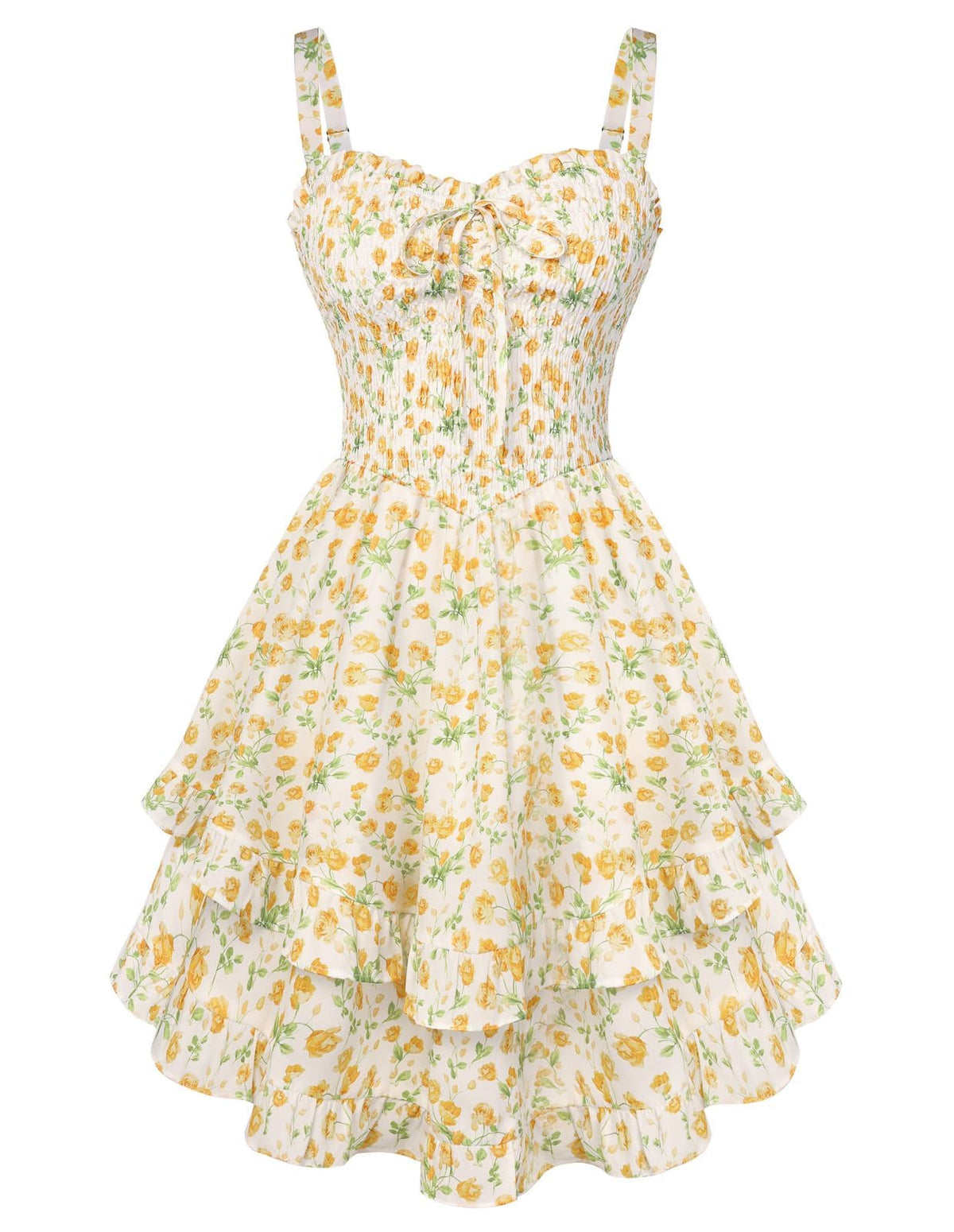 Scarlet Darkness Smocked Floral Sundresses for Women Teens 2026 Summer Flowy Ruffle Mini Dress