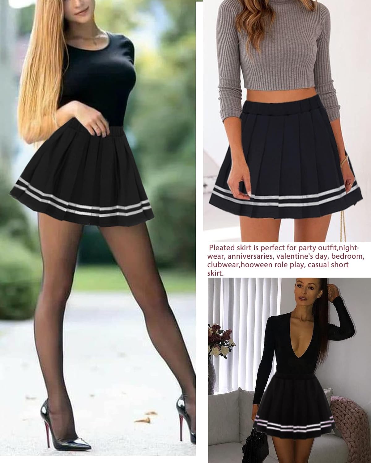 Avidlove Womens Pleated Skirt School Uniform Skirt Mini Skirt Pleated Cheer Skirt