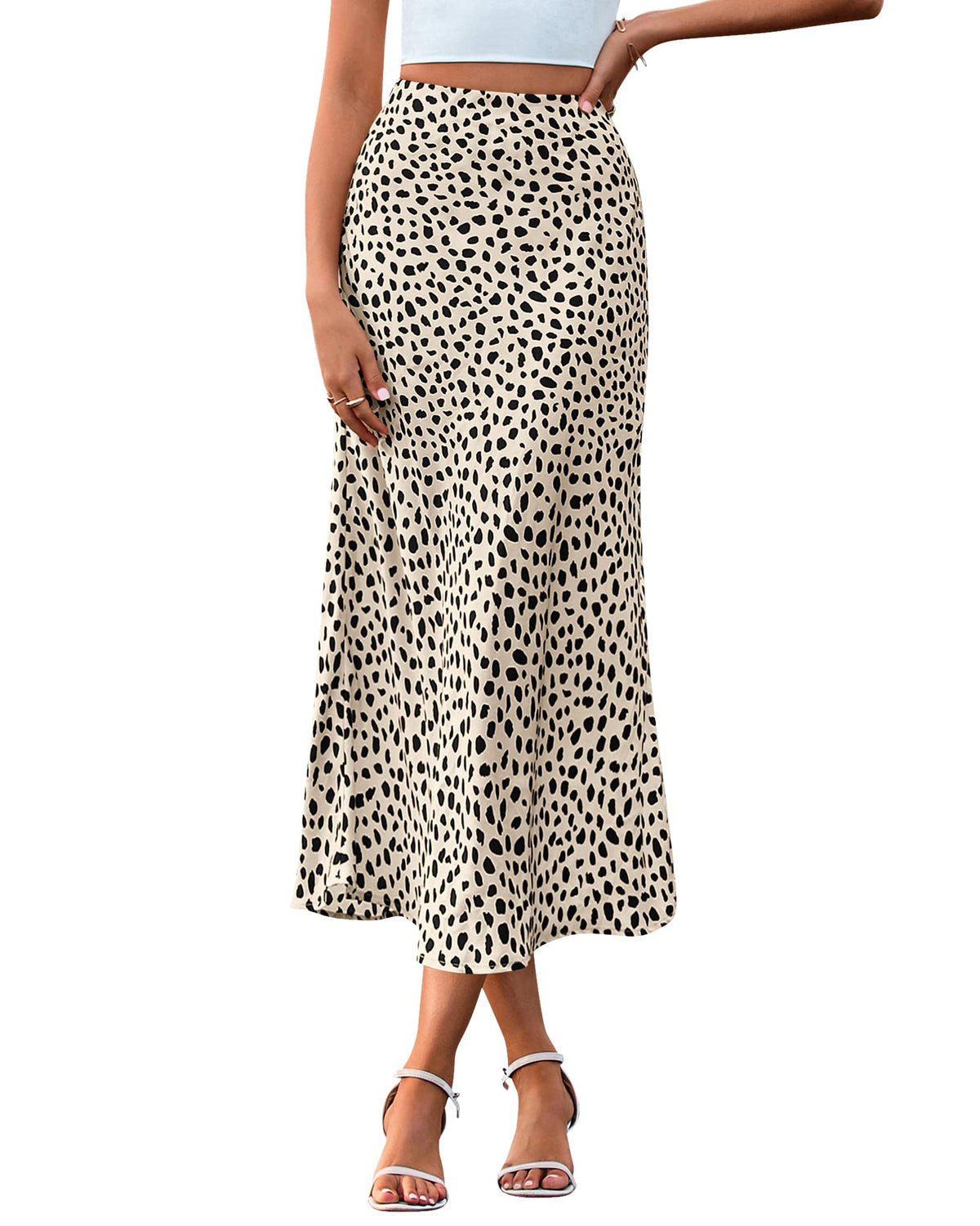 BTFBM Satin Skirts for Women Trendy Spring Summer 2026 High Waisted Leopard Print Cocktail Wedding Long Silk Midi Skirt