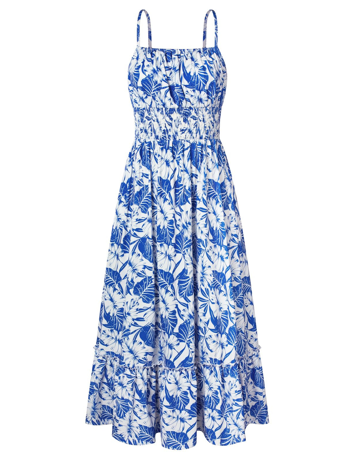 GRACE KARIN Summer Dresses for Women 2026 Vacation,Smocked Floral Maxi Dress,Boho Beach Sundress with Pocket Fashion Clothing