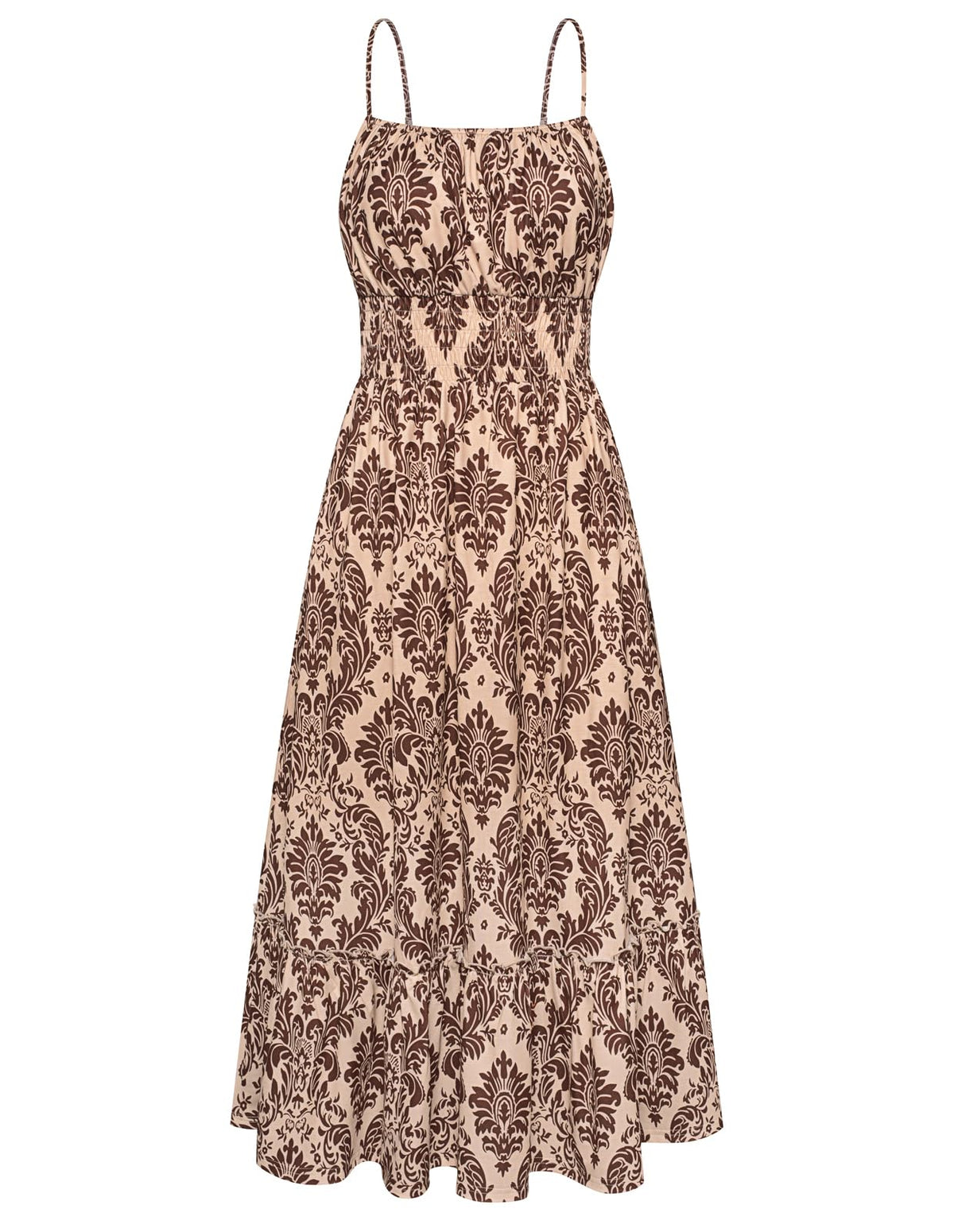 GRACE KARIN Summer Dresses for Women 2026 Vacation,Smocked Floral Maxi Dress,Boho Beach Sundress with Pocket Fashion Clothing