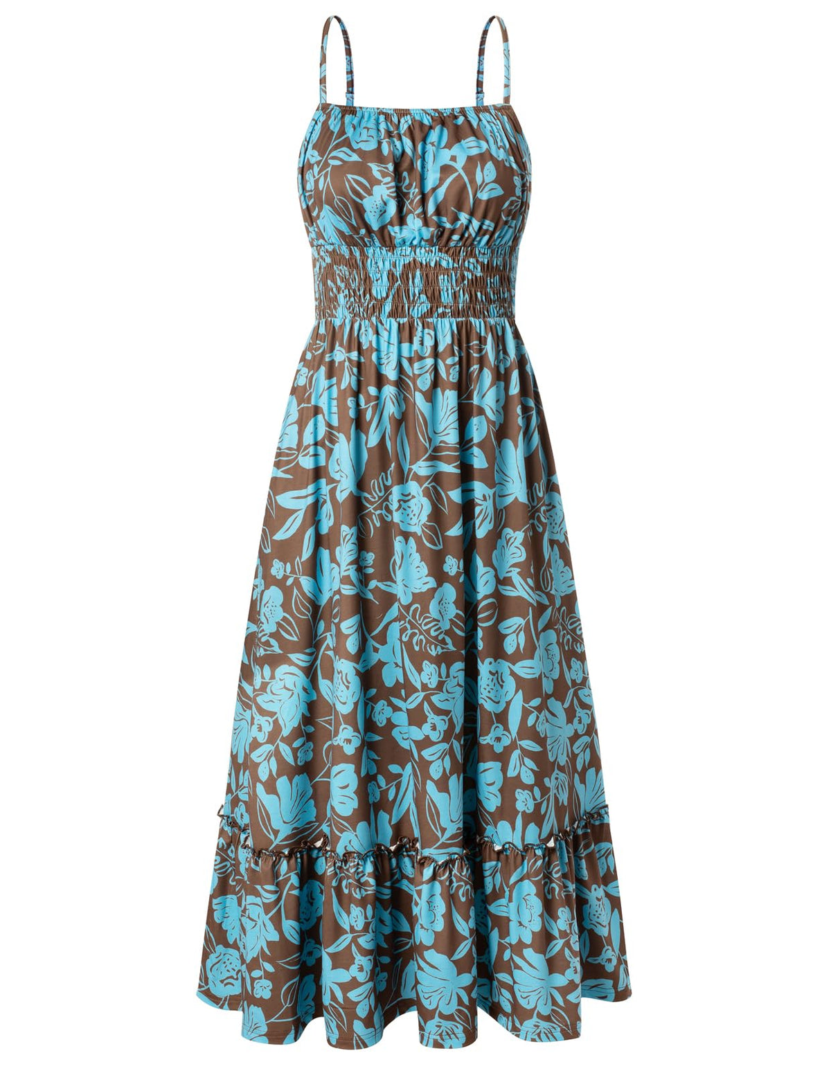 GRACE KARIN Summer Dresses for Women 2026 Vacation,Smocked Floral Maxi Dress,Boho Beach Sundress with Pocket Fashion Clothing