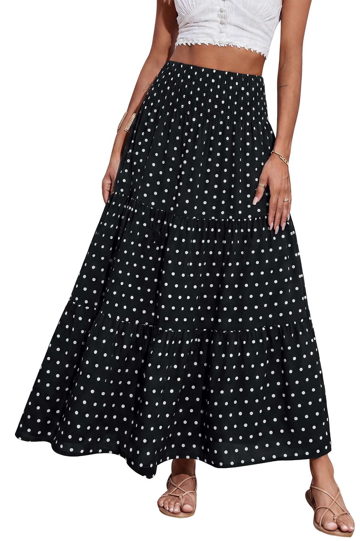 CFLONGE Summer Maxi Skirts for Women 2026 Fashion Boho Long Skirt Trendy Floral High Waist A Line Beach Skirt Vacation Outfit