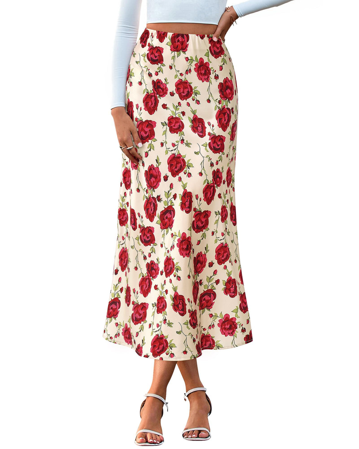 BTFBM Satin Skirts for Women Trendy Spring Summer 2026 High Waisted Leopard Print Cocktail Wedding Long Silk Midi Skirt