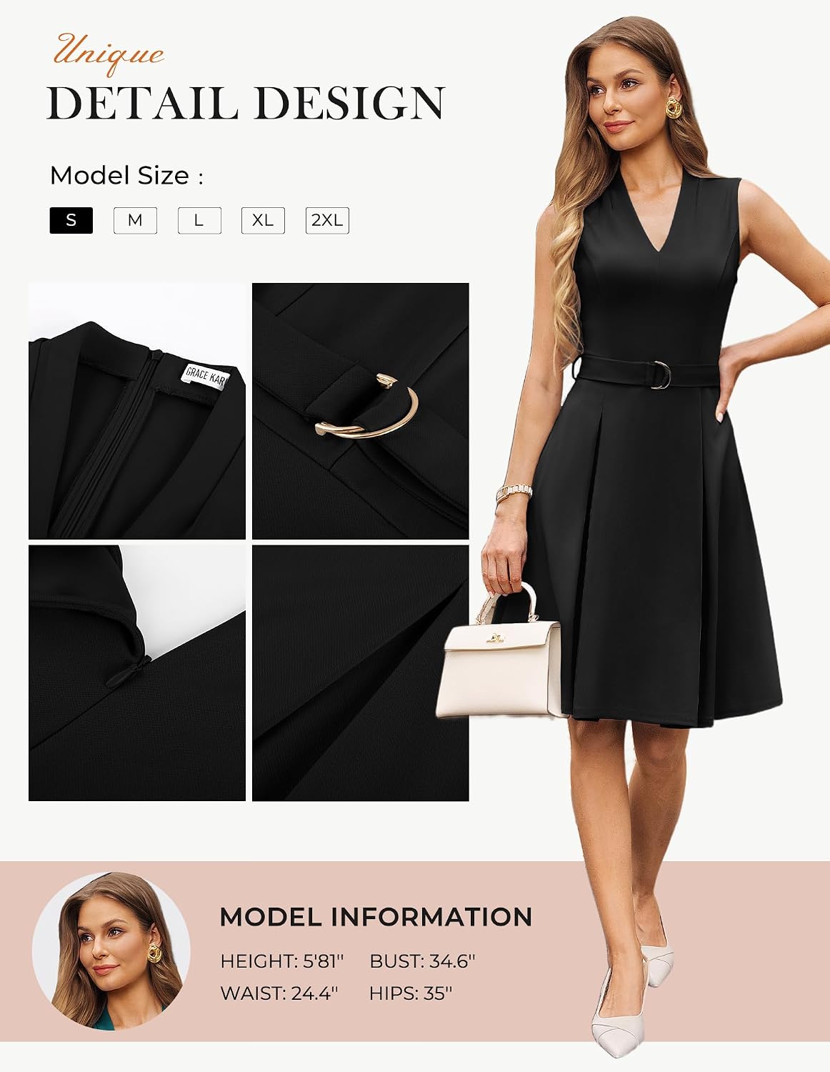GRACE KARIN Women's Wear to Work Dresses 2026 Business Office Fit and Flare Midi Dress Church Outfits with Pockets