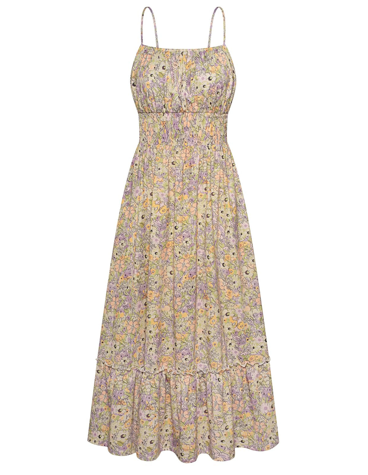 GRACE KARIN Summer Dresses for Women 2026 Vacation,Smocked Floral Maxi Dress,Boho Beach Sundress with Pocket Fashion Clothing