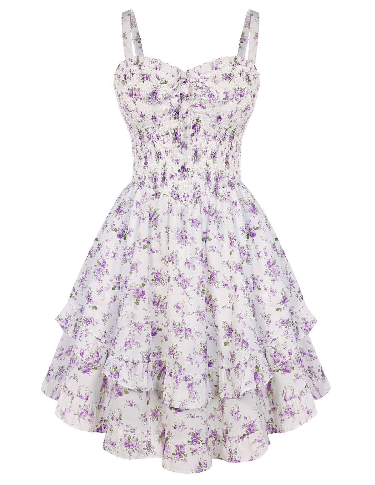 Scarlet Darkness Smocked Floral Sundresses for Women Teens 2026 Summer Flowy Ruffle Mini Dress