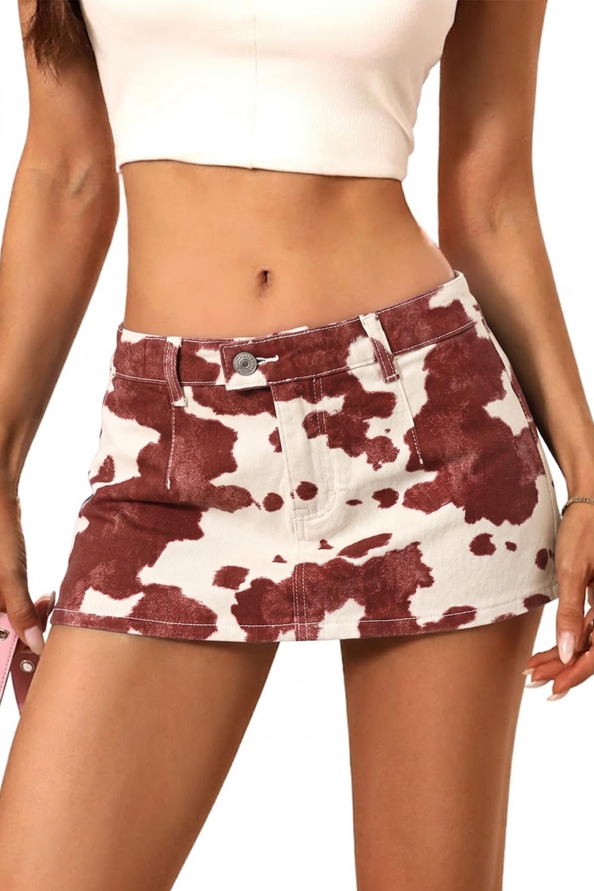 ELLEVEN Low Rise Denim Mini Skirt for Women, High Stretch Jean Skirt with Shorts Underneath Y2k Micro Skort