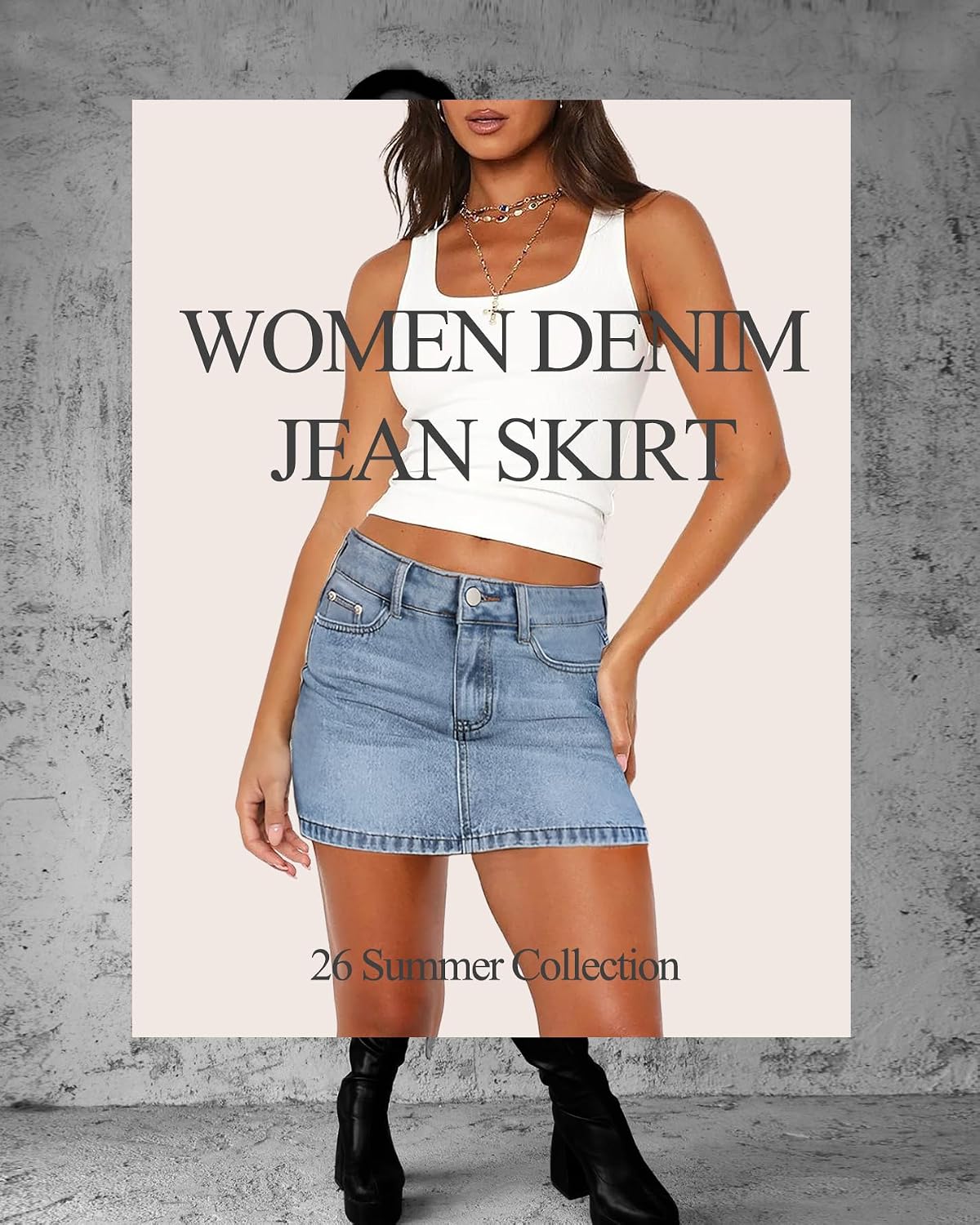 MONCCIZA Women’s Denim Jean Skirt Mini Y2K Low Waisted Casual Cute Skirts with Pockets