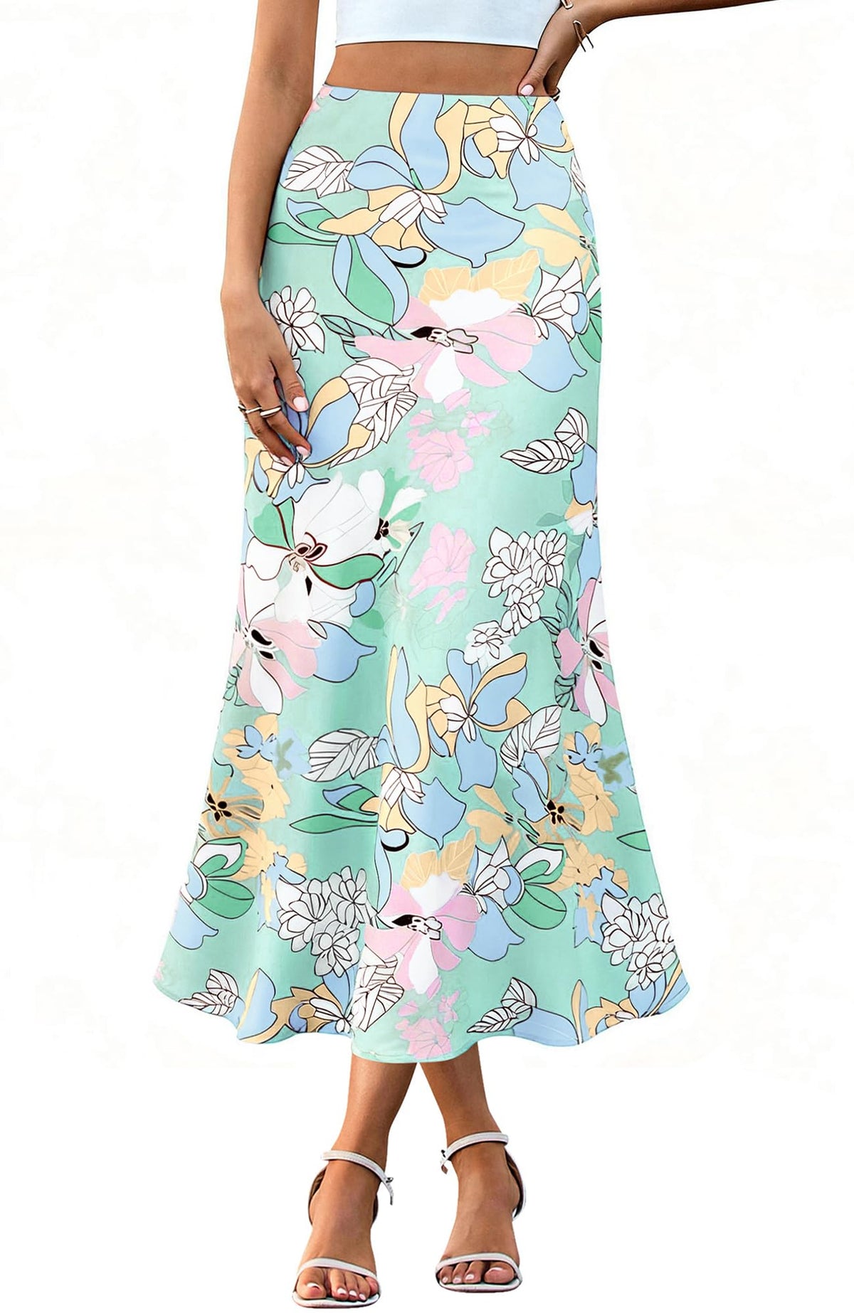 BTFBM Satin Skirts for Women Trendy Spring Summer 2026 High Waisted Leopard Print Cocktail Wedding Long Silk Midi Skirt