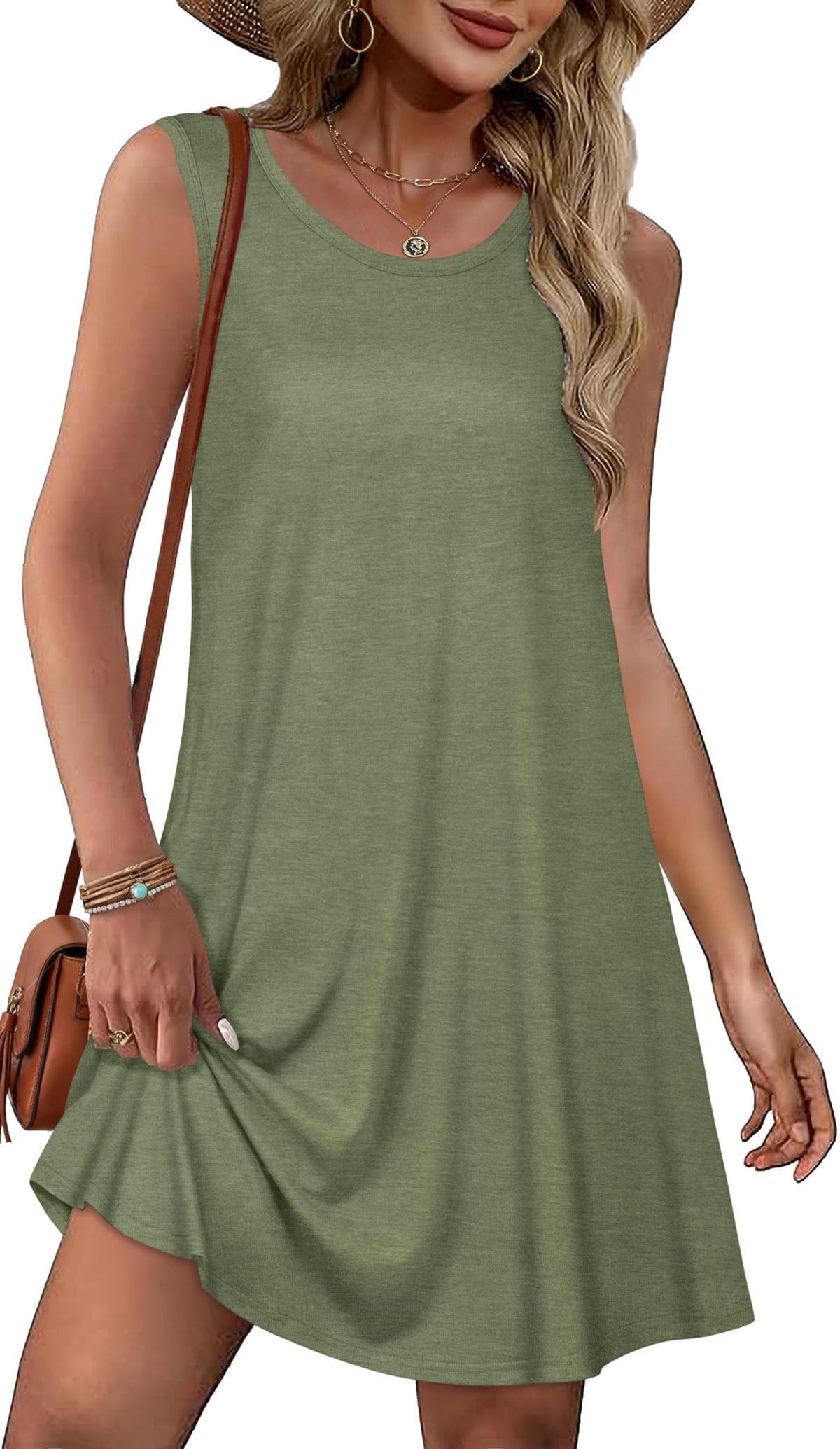 Summer Dresses for Women Beach Boho Sleeveless Vintage Floral Flowy Pocket Tshirt Tank Sundresses 2026