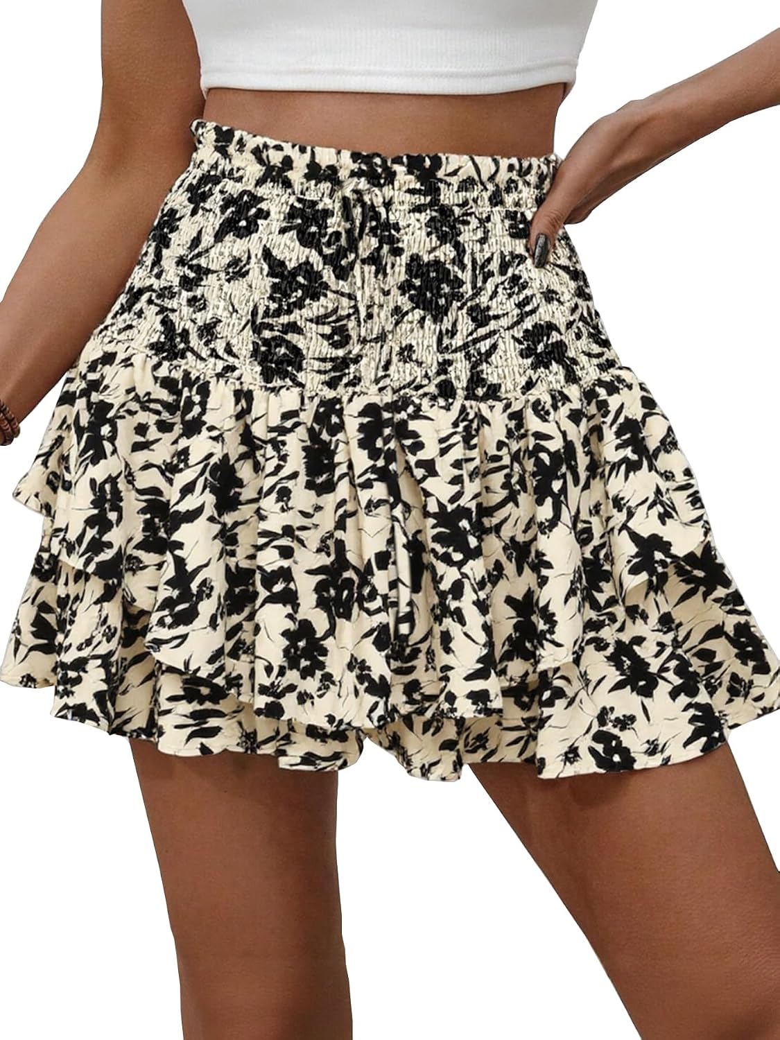Floral Skorts for Woman Ruffle Mini Skirt with Shorts Underneath Causal Summer Boho Outfits