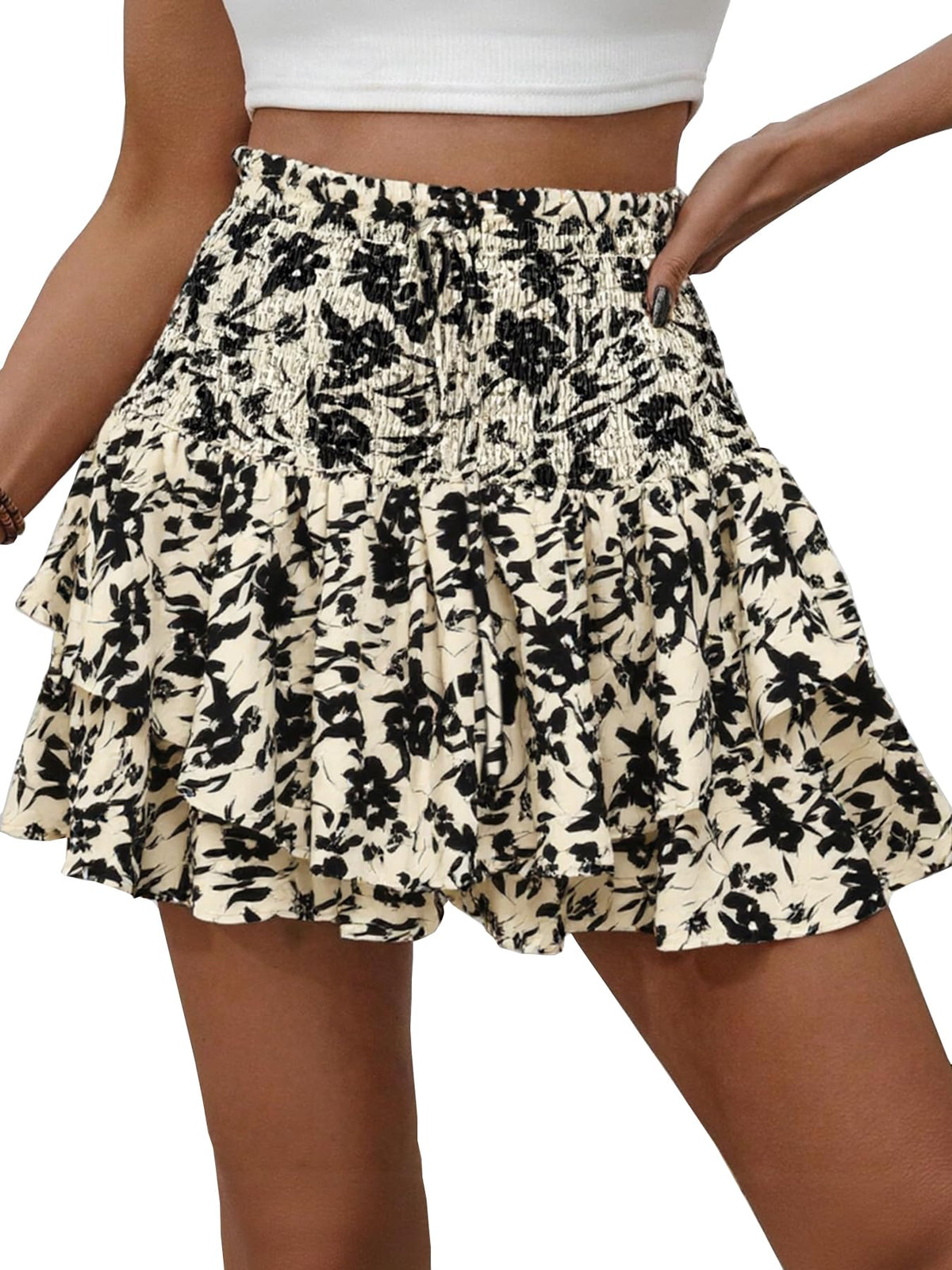 Floral Skorts for Woman Ruffle Mini Skirt with Shorts Underneath Causal Summer Boho Outfits