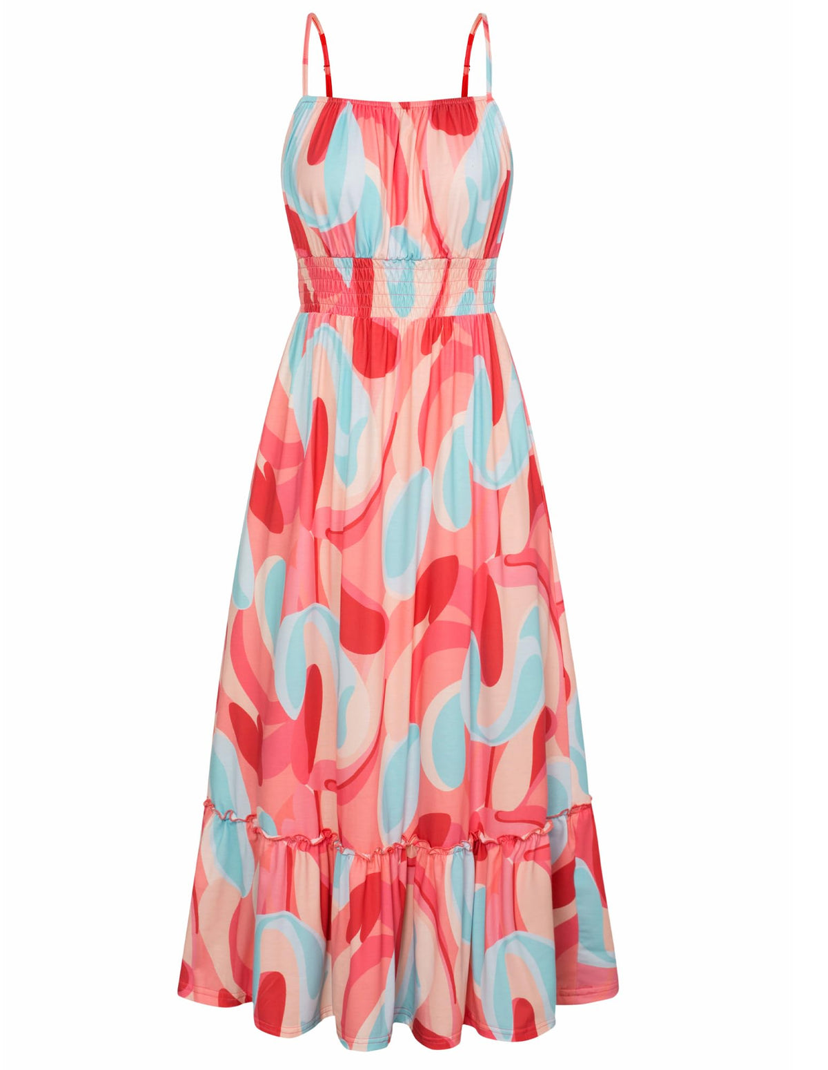 GRACE KARIN Summer Dresses for Women 2026 Vacation,Smocked Floral Maxi Dress,Boho Beach Sundress with Pocket Fashion Clothing
