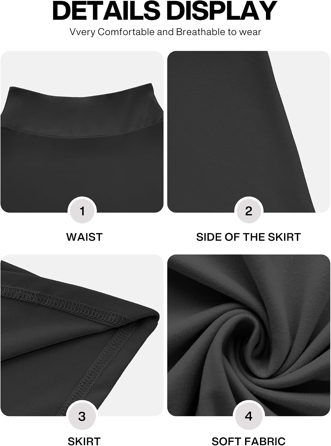 VIISHOW Women's Knee Length Skirt High Waisted Stretchy A-Line Skater Skirt Soft Knit Modest Casual Skirts for Daily Wear